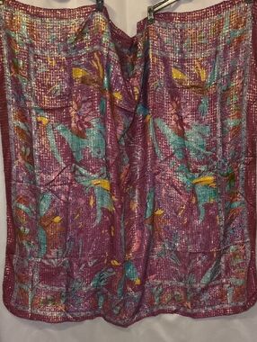 Purple Tropical Floral Metallic Scarf- Large